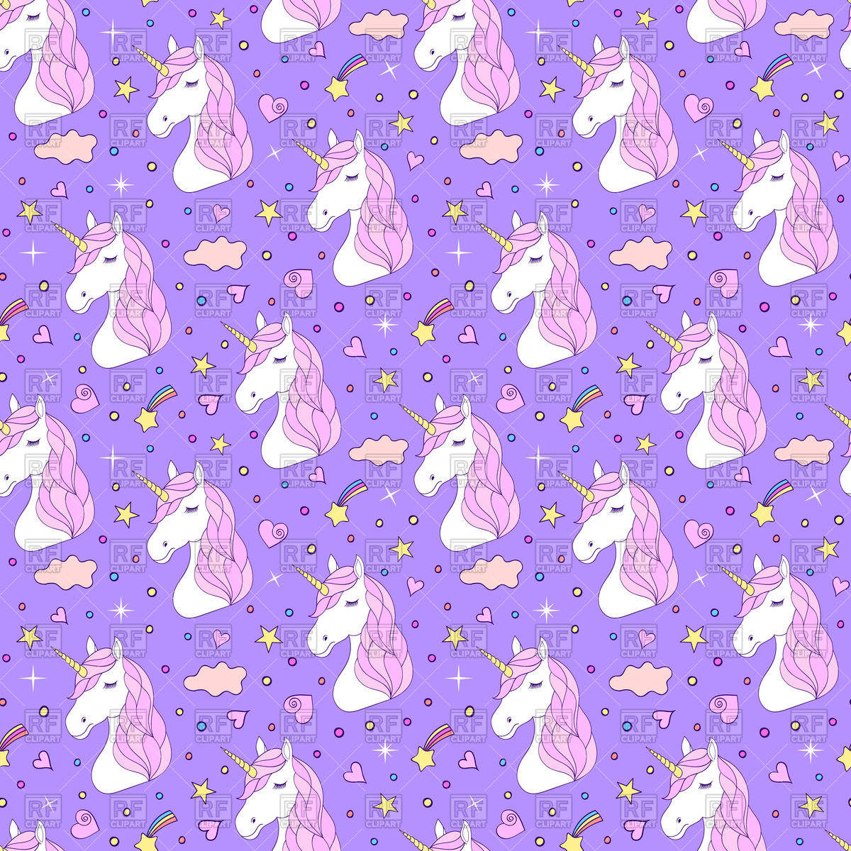 Free Download Seamless Unicorns On Purple Background Vector Image