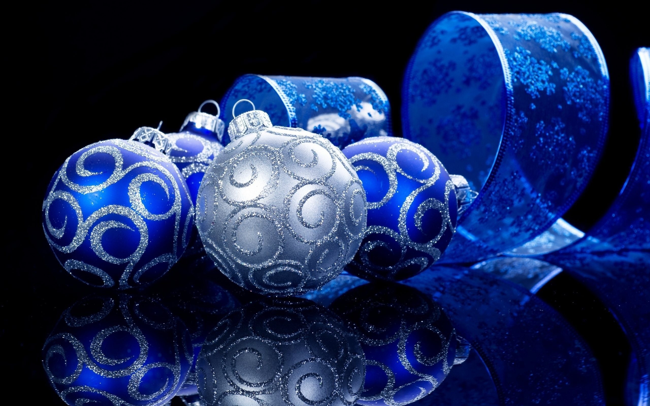 Special decorations for Christmas  blue and silver ornaments