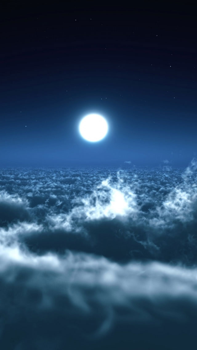 iPhone Moon Over Clouds Wallpaper For