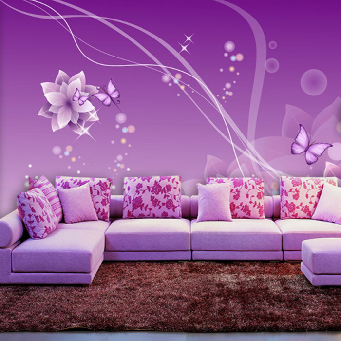 One thousand Tony pvc large mural wallpaper beautiful purple living