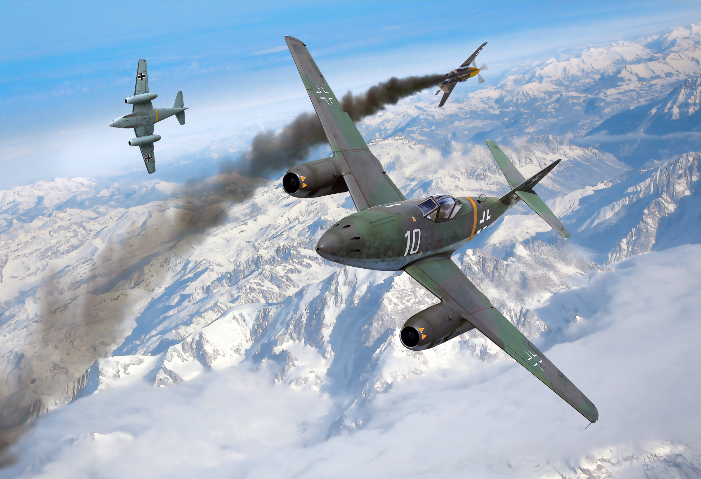 Wallpaper Art War Air Bat Aircraft Mountains Snow Ww2