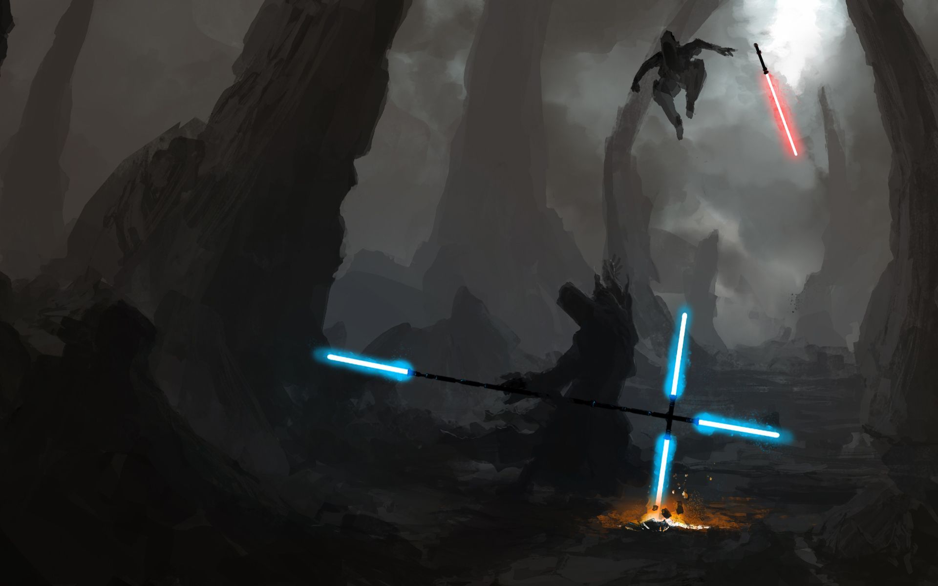 Artistic Star Wars Lightsaber Battle Resolution