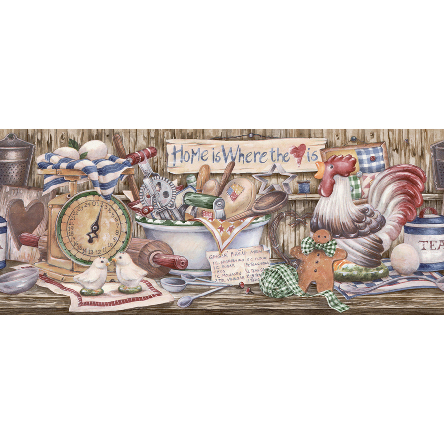 Blue Country Kitchen Shelf Prepasted Wallpaper Border At Lowes