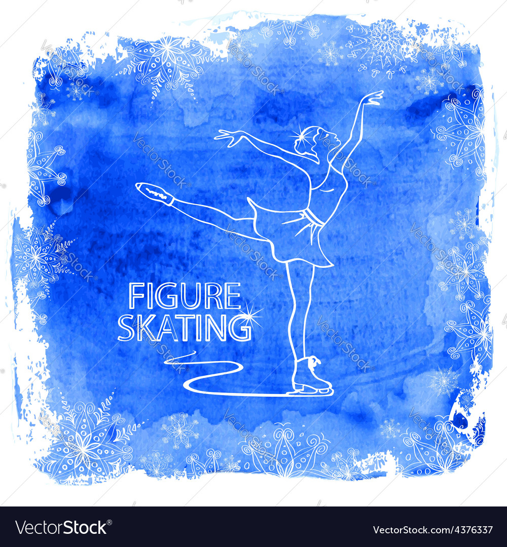 Figure Skater Girl On A Watercolor Background Vector Image