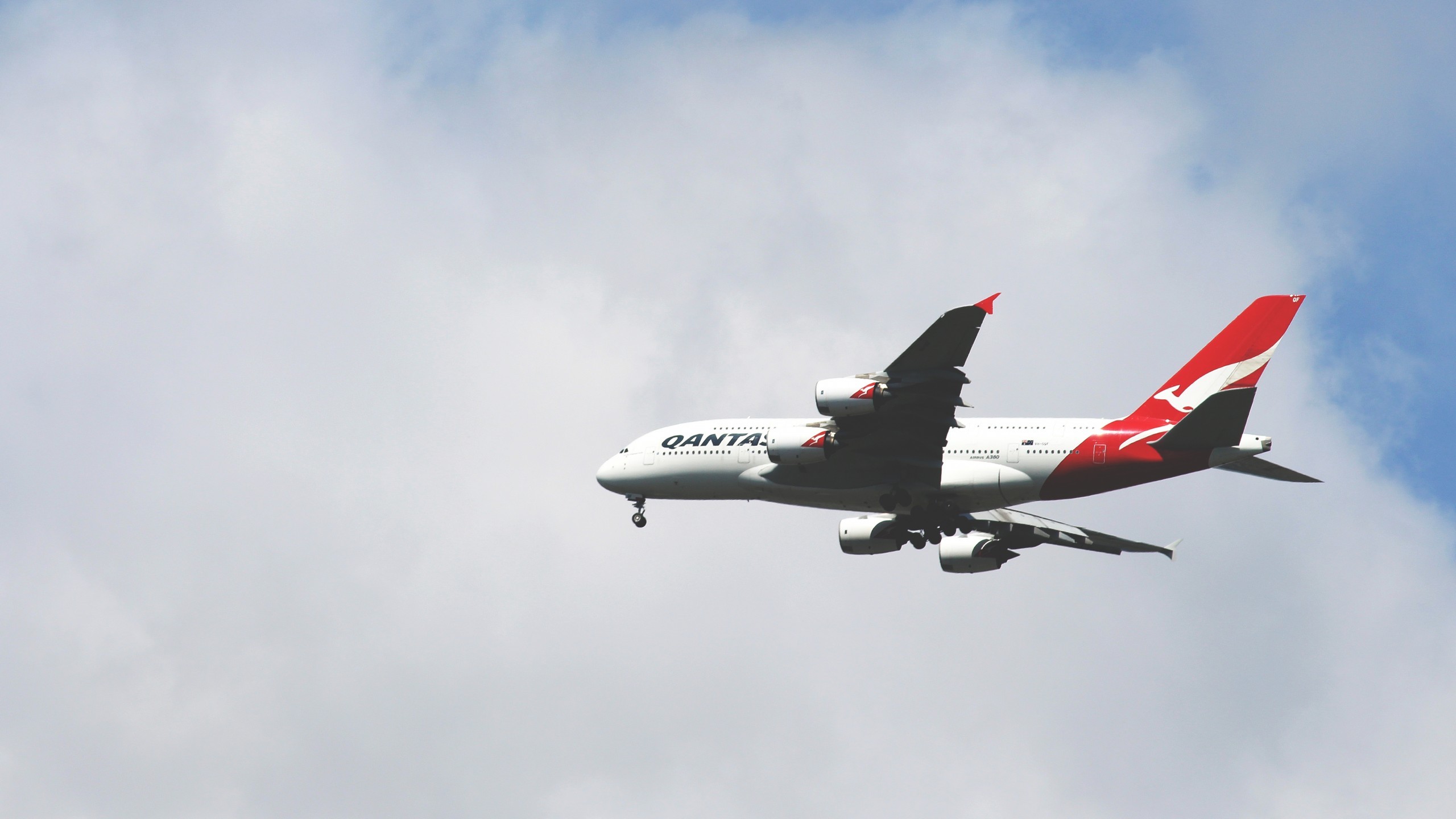 Airplane Clouds Sky Qantas Airways