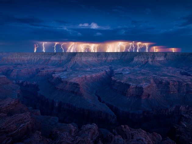 Wallpaper Lightning Over The Grand Canyon Arizona Usa Photos And