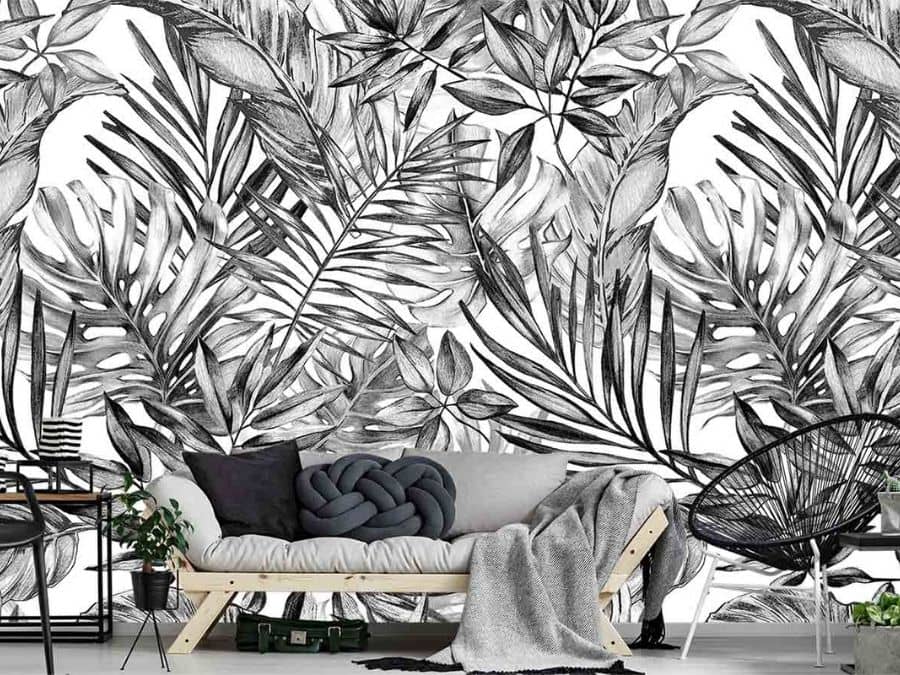 Black And White Tropical Wallpaper For Walls About Murals