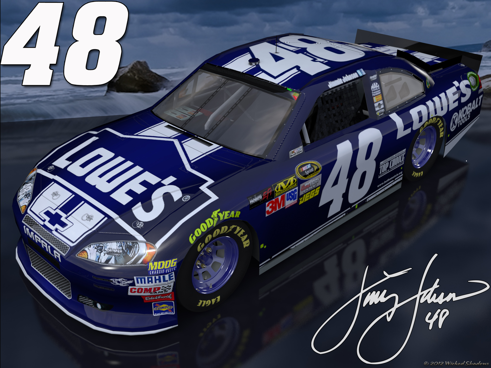 Jimmie Johnson Blue Lowes Outdoor Wallpaper With A Beautiful Ocean