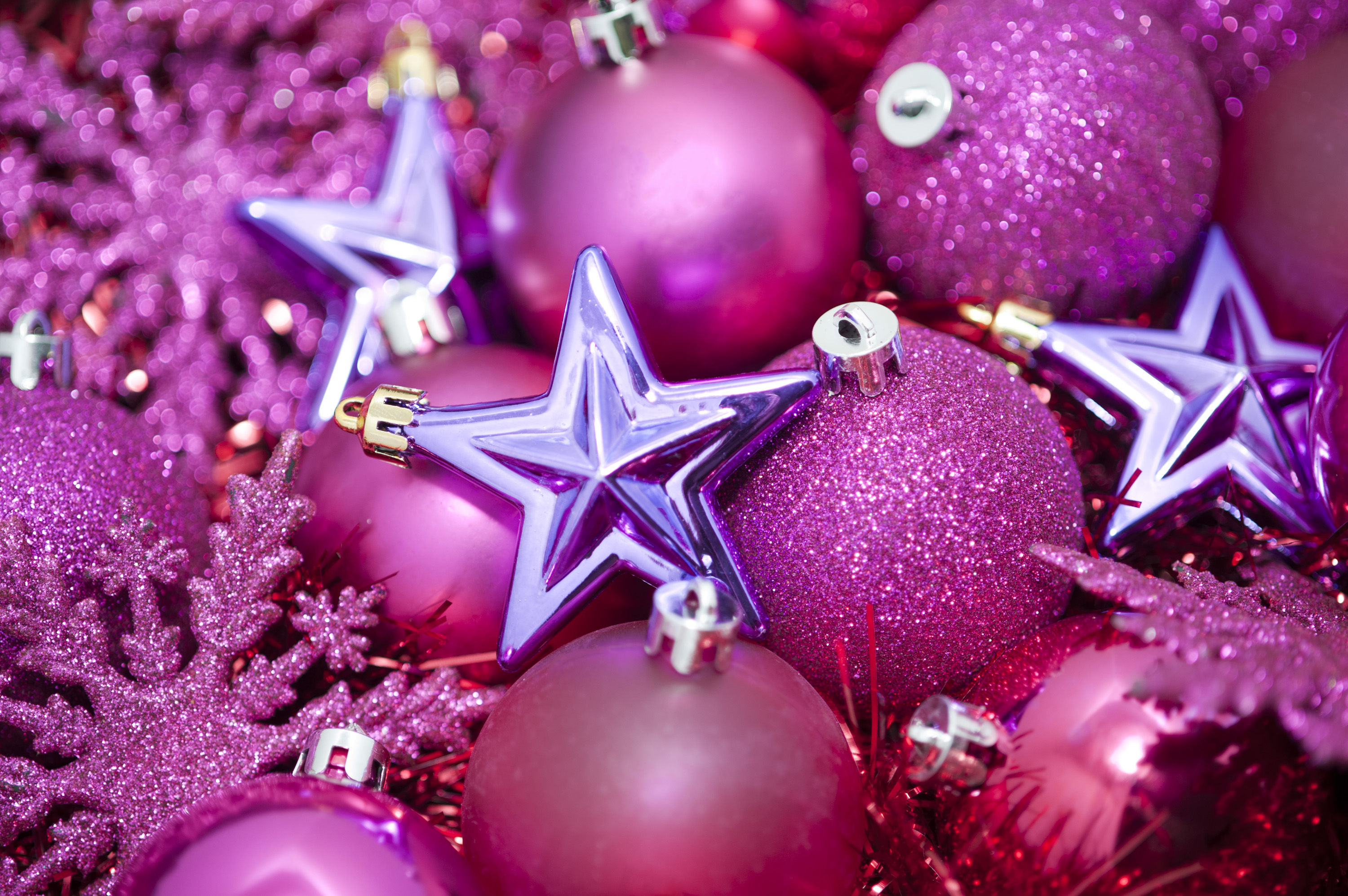 Photo Of Pink Glittery Christmas Stars Image