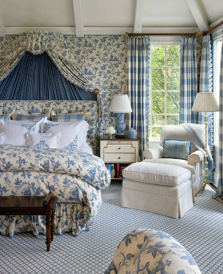 Blue White French Bedroom Interiors By Color