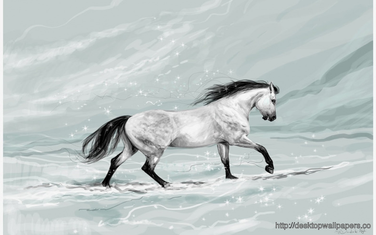 Horse Running In Snow HD Wallpaperdesktop Wallpaper