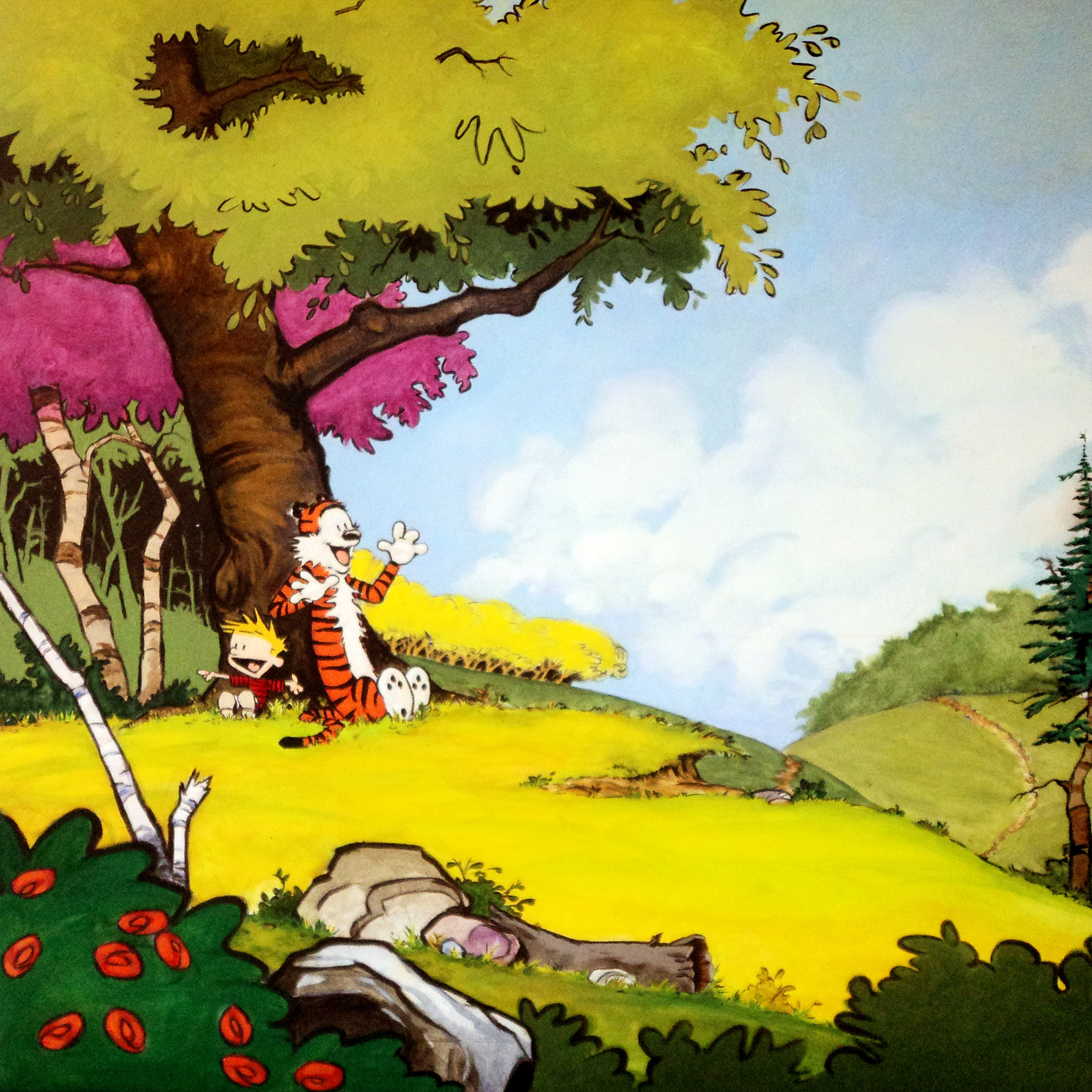 Calvin And Hobbes After Nap Parallax HD iPhone iPad Wallpaper