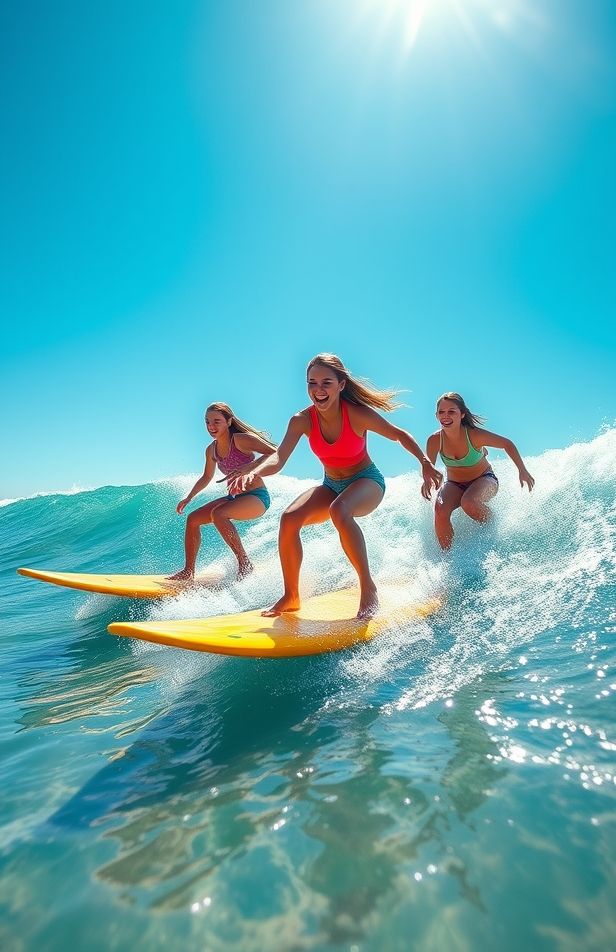 Girls Surfing Wallpaper