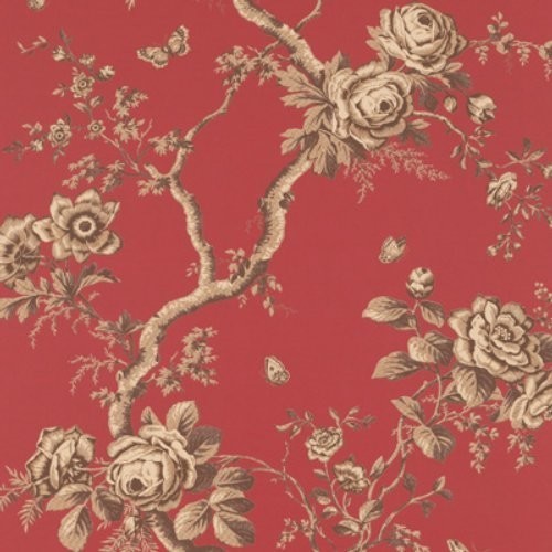 Ashfield Floral Vermillion Wallpaper Traditional