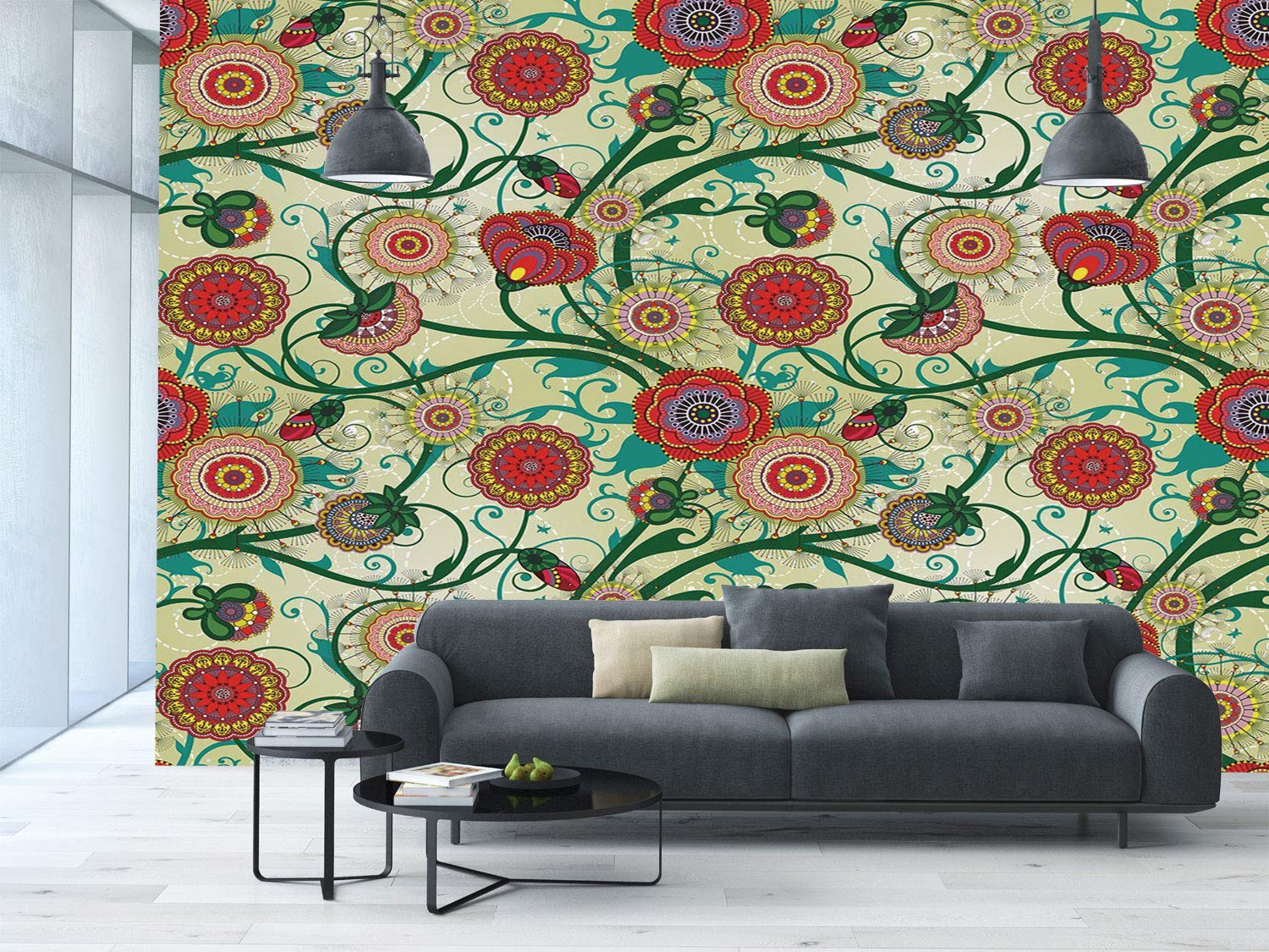 Amazon Large Wall Mural Sticker Floral Vintage Colorful