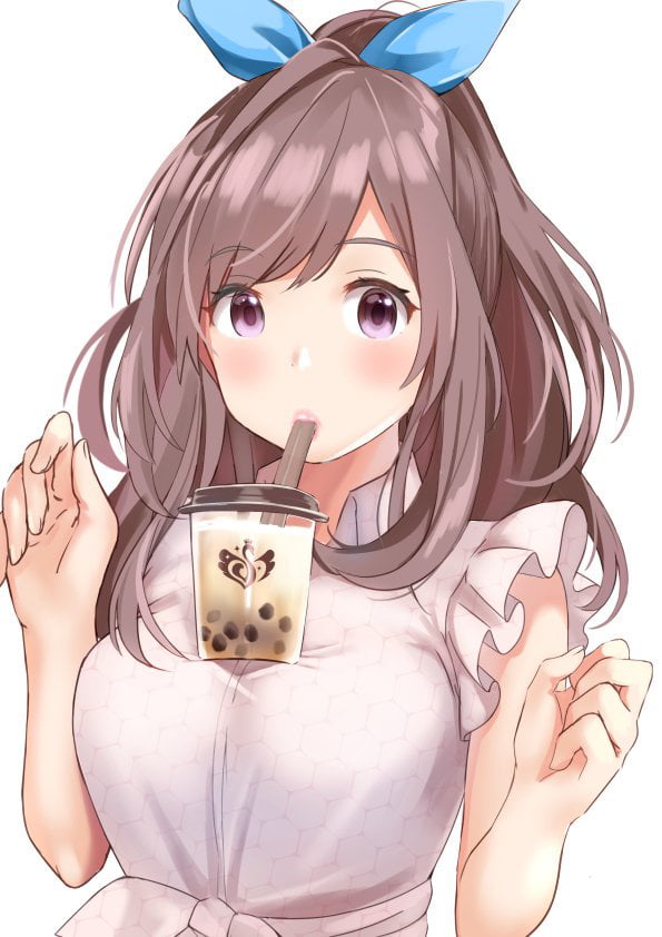 Image Of Cute Anime Girl Drinking Boba