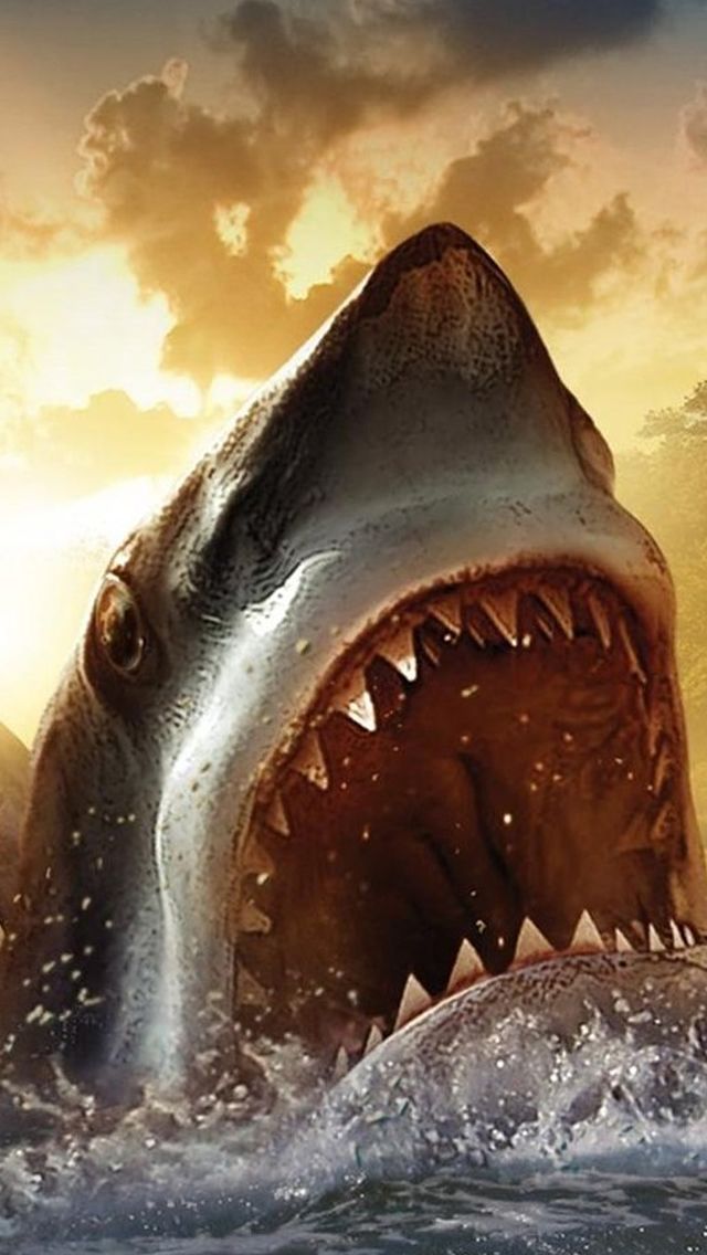 Ocean Shark Sharp Mouth Painting iPhone 5s Wallpaper