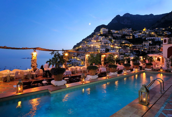 Wallpaper Le Sirenuse Positano Italy Luxury Hotel Evening Pool
