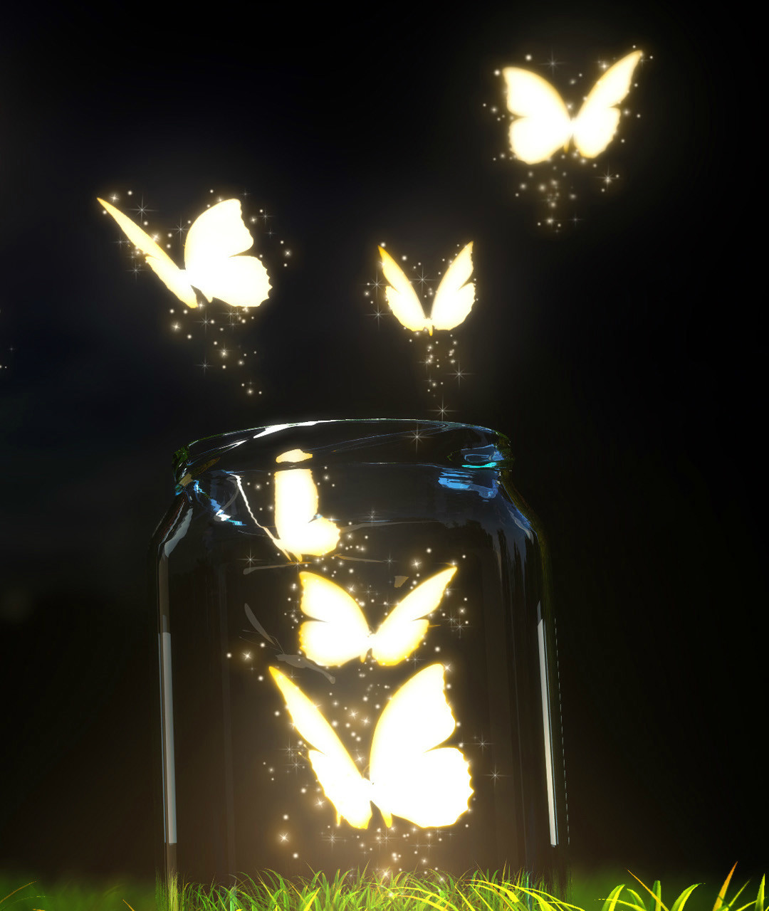 Fantasy Butterfly Jar HD Wallpaper