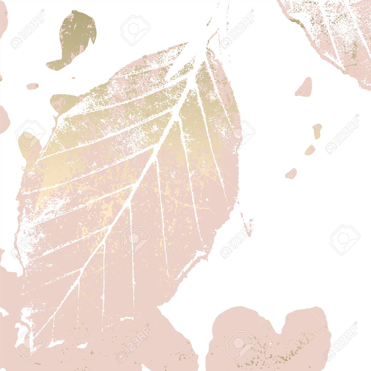 Autumn Foliage Rose Gold Blush Background Chic Trendy Print