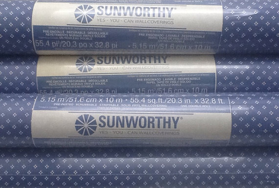 Vintage Wallpaper Small White Checks On Blue Double Rolls Each