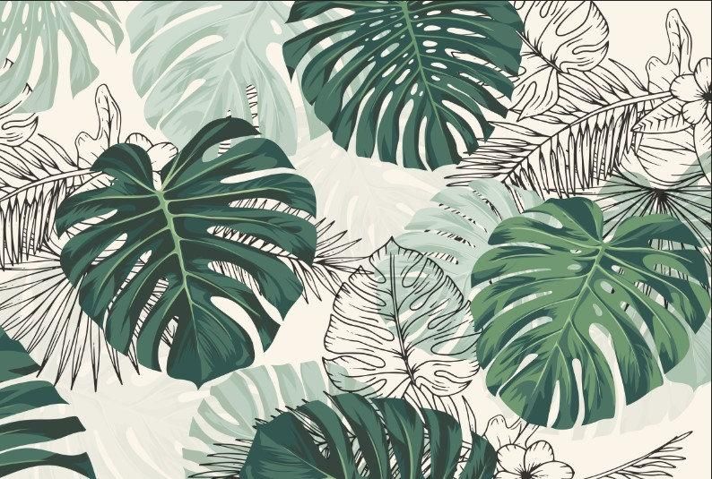 Green Palm Leaves Wallpaper Botanical Leafs Wall Mural