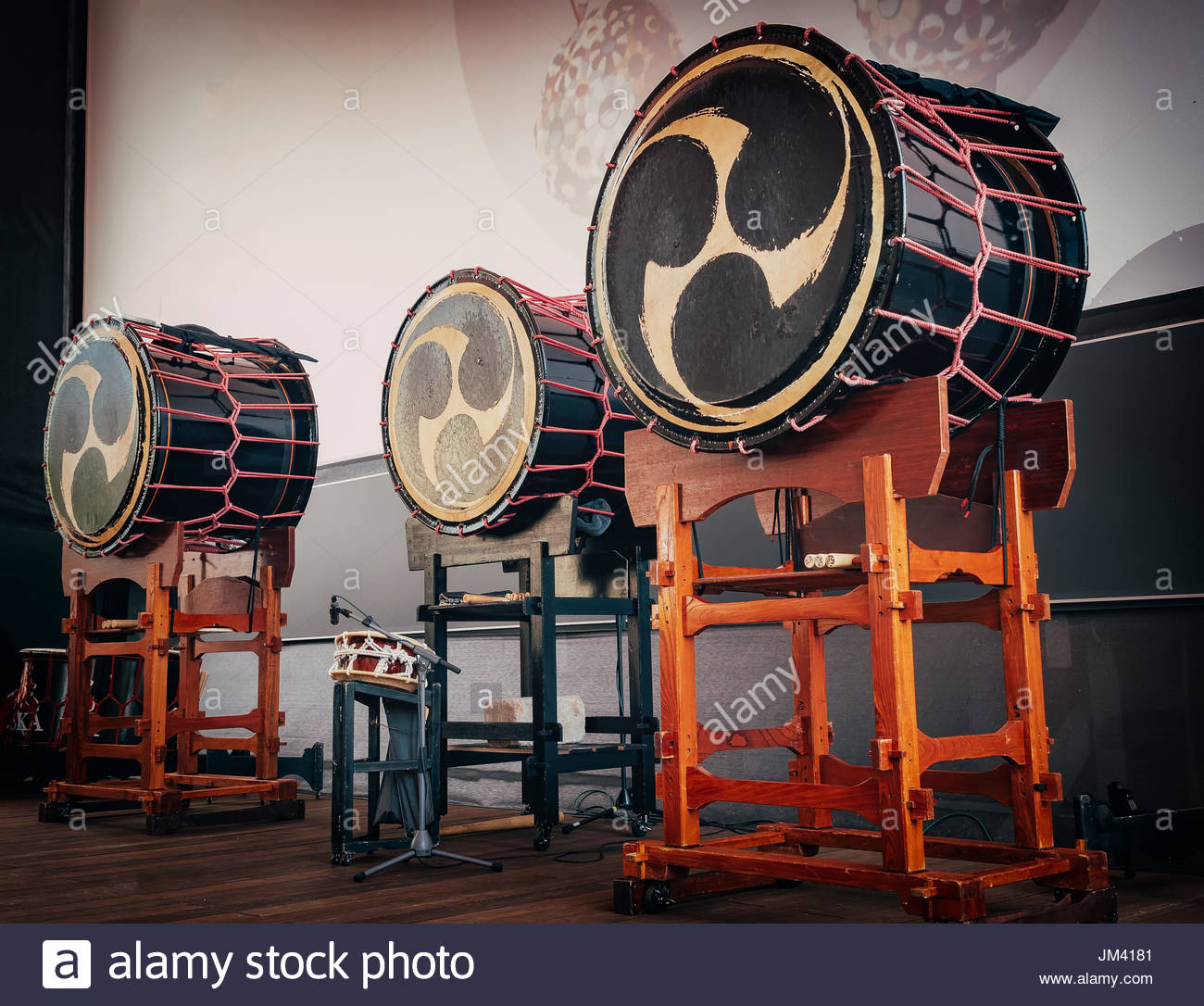 Taiko Drums O Kedo On Scene Background Musical Instrument Of Asia