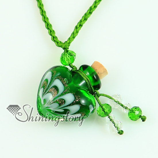 Murano Glass Pendant Perfume Bottle Necklace Fashion Heart Bead