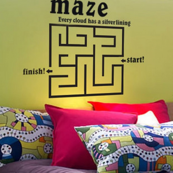 Vinyl Removable Maze Wallpaper Wall Stickers Decals with Labyrinth 600x600