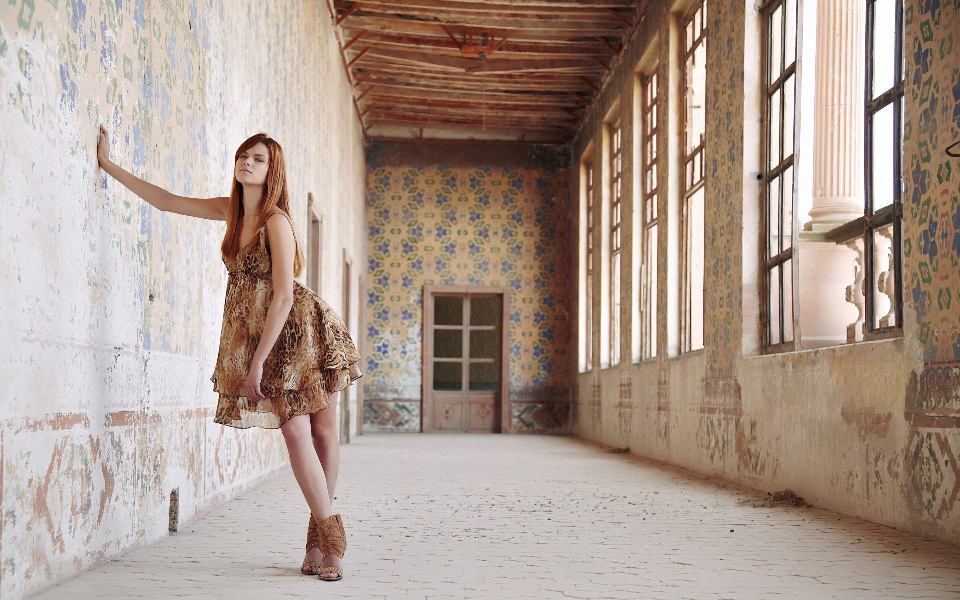 Girl In Abandoned Building Wallpaper