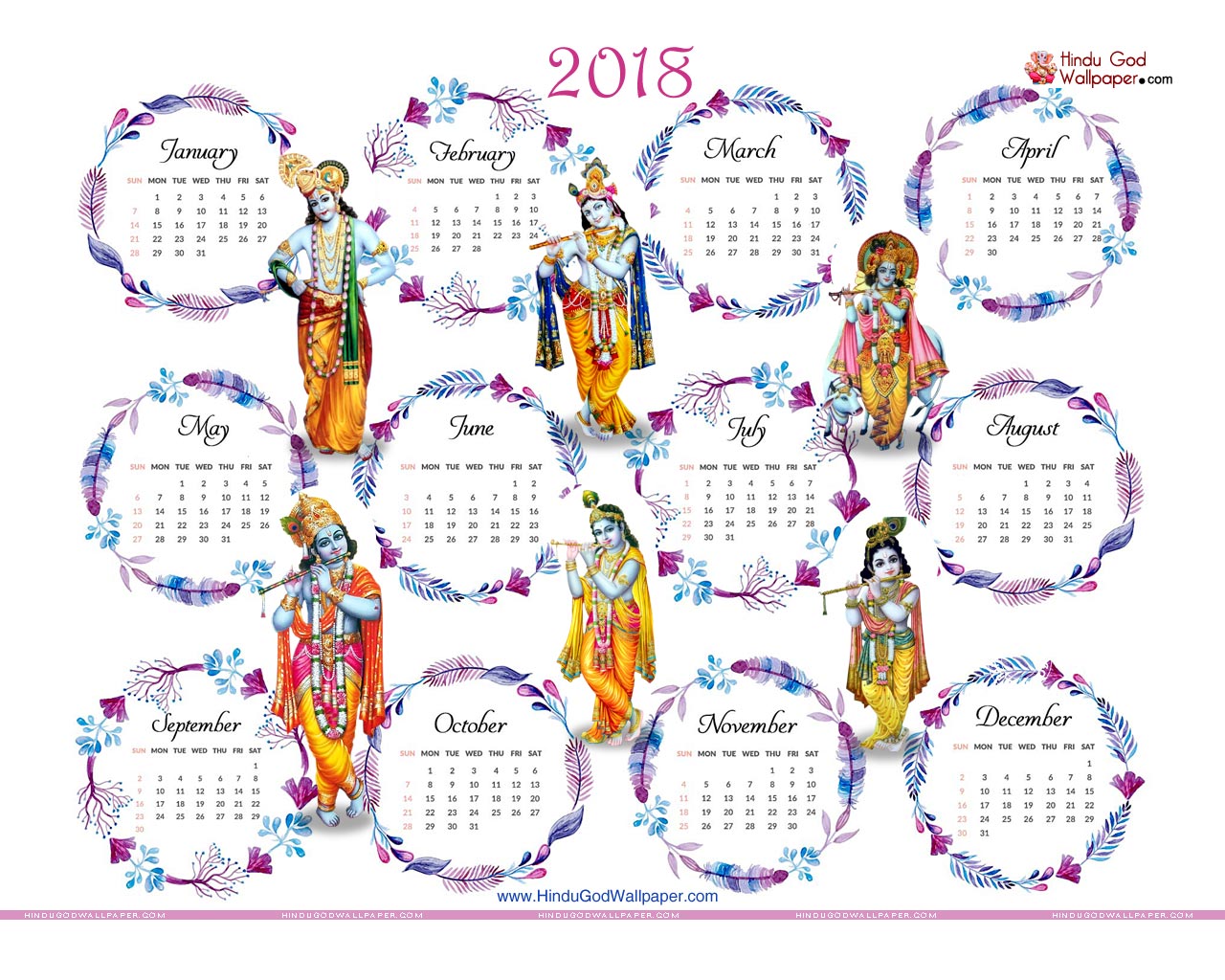 Free Desktop Calendar 2018 with Holidays Click and Download
