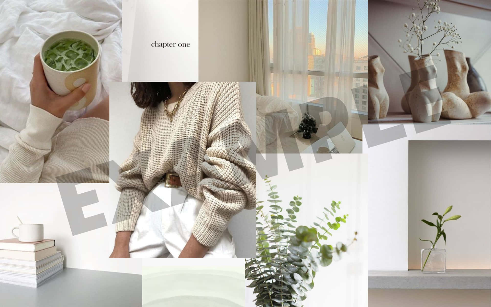 A Collage Of Photos Woman And Plant Wallpaper