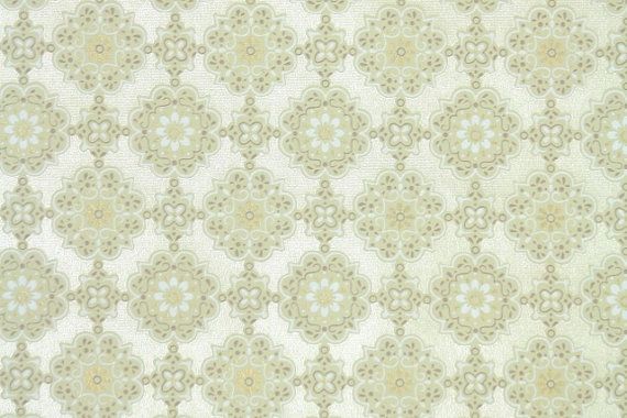 1950s Vintage Wallpaper   Yellow and White Geometric