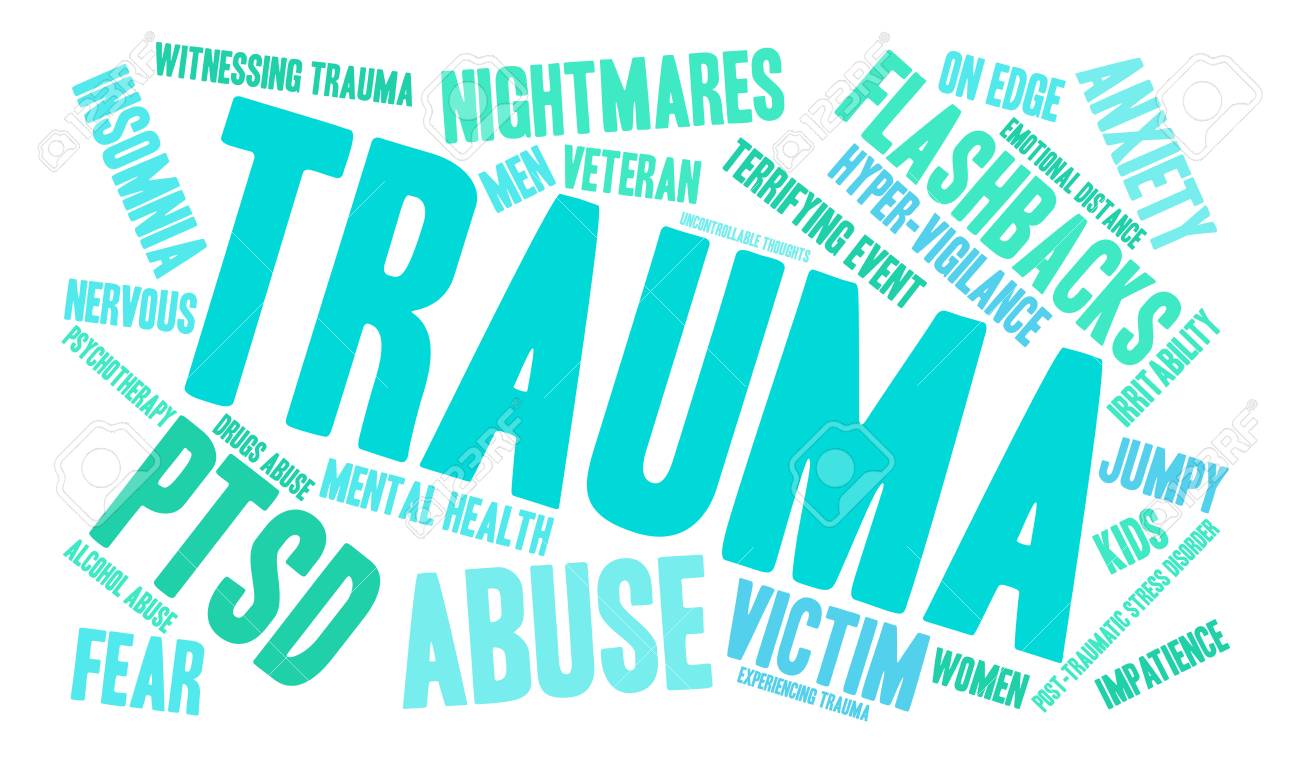 Trauma Word Cloud On A White Background Royalty Cliparts