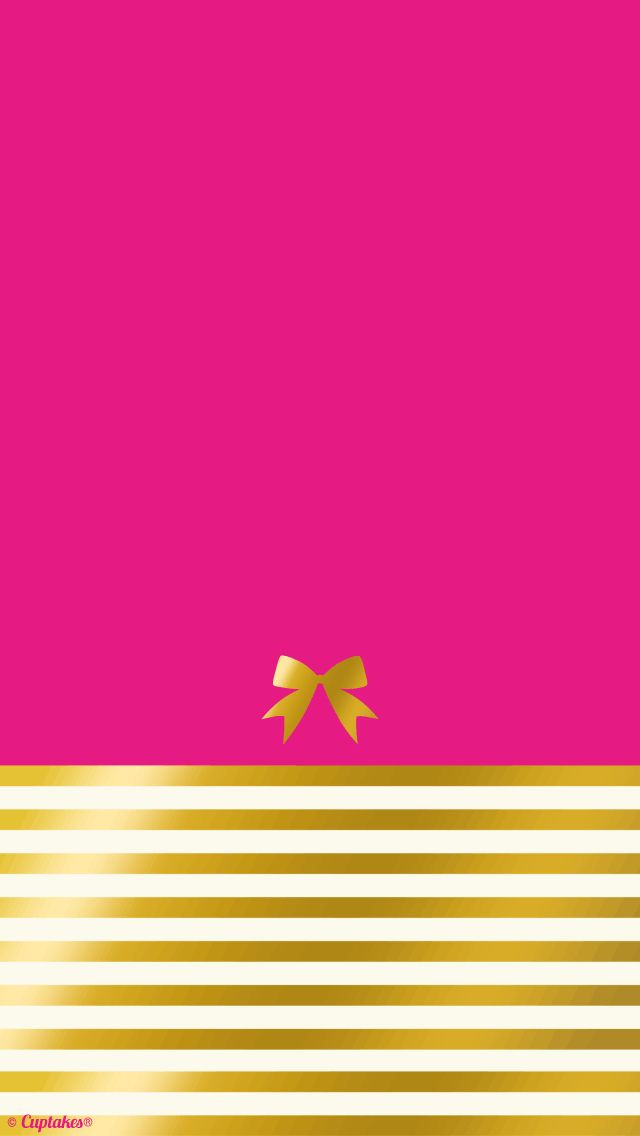 Hot pink gold stripe bow iPhone wallpaper background technology 640x1136