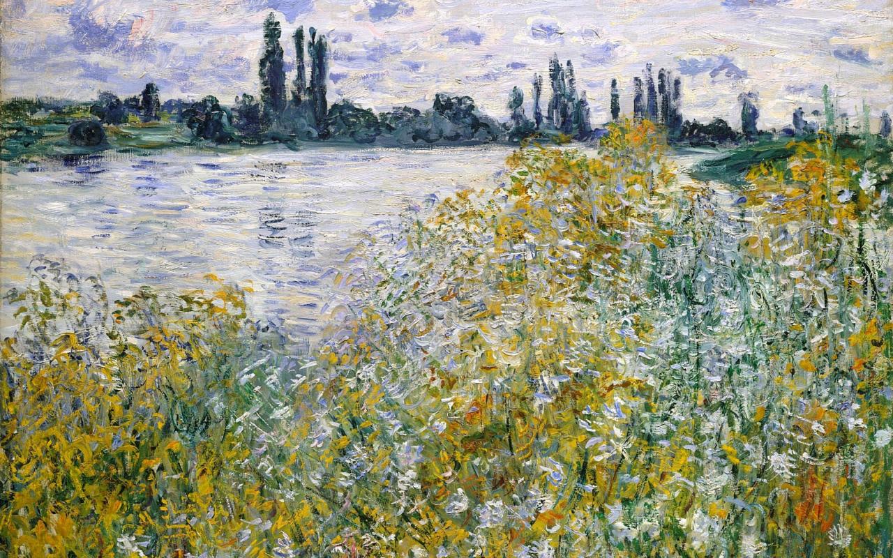 Flowers Rivers Claude Mo Impressionism Wallpaper
