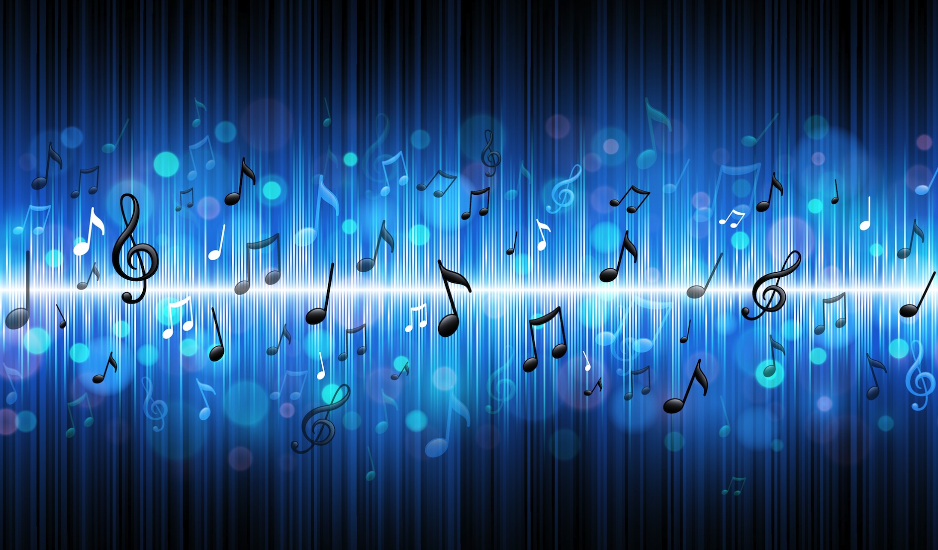 blue skulls music notes wallpaper