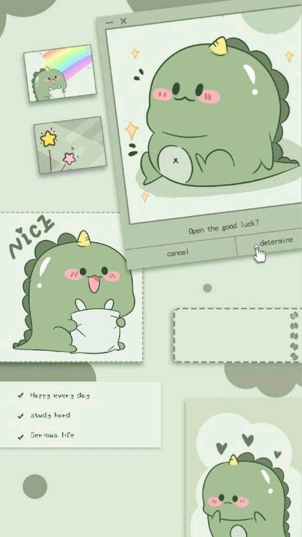 Chubby Cartoon Dinosaur Phone Wallpaper