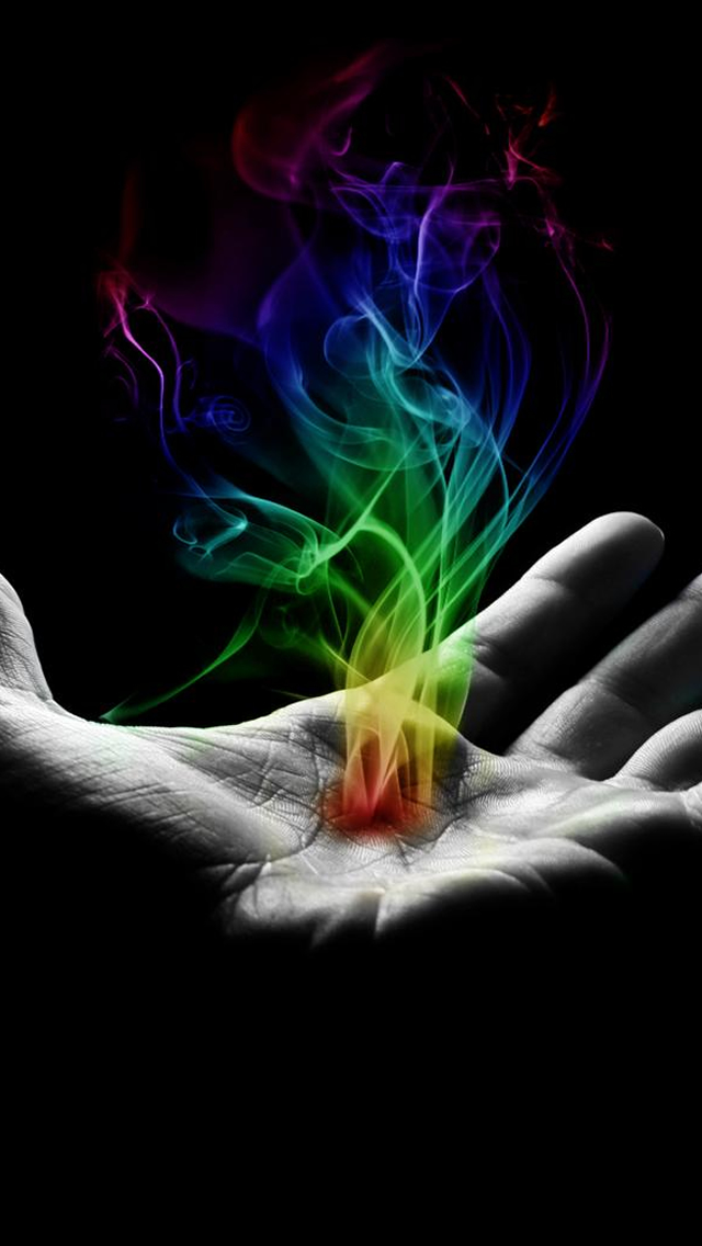 Rainbow Hand Smoke iPhone Wallpaper