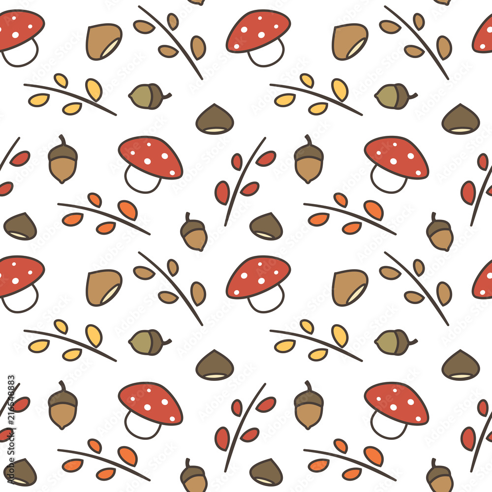 Cute Lovely Autumn Seamless Vector Pattern Background Illustration