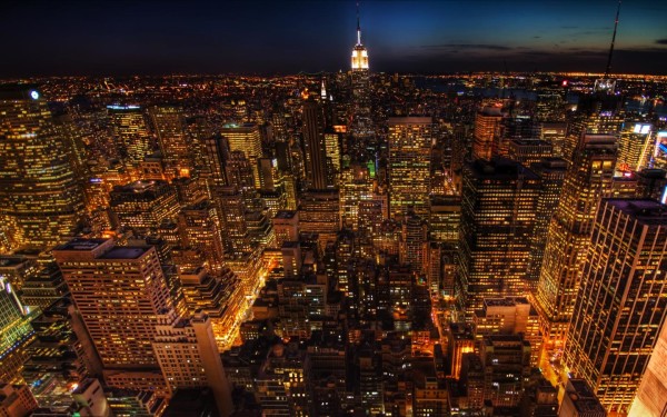 New York City Night Lights Yellow HD Wallpaper