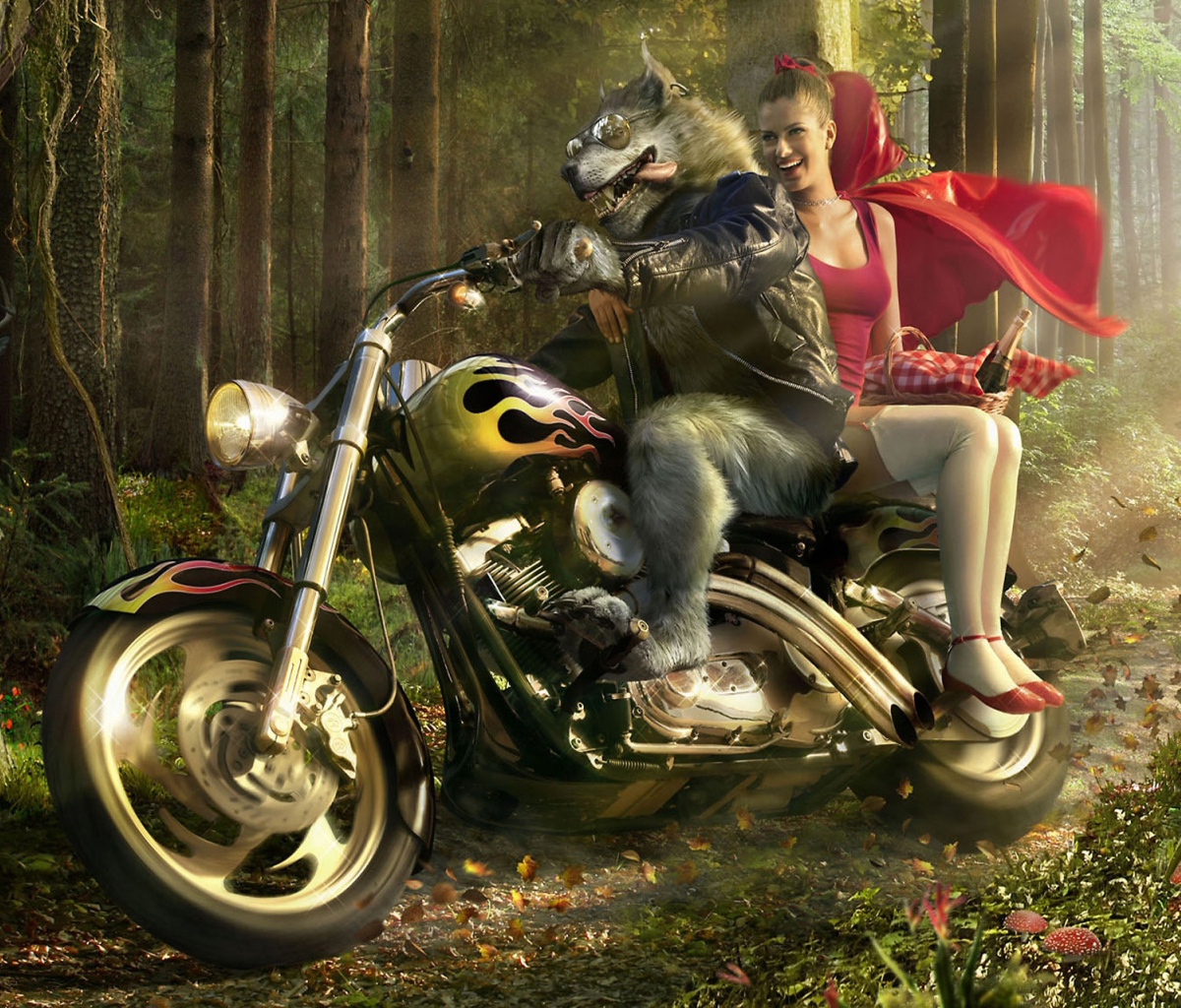 Title Wolf Biker And Red Riding Hood Category Rides Bikes