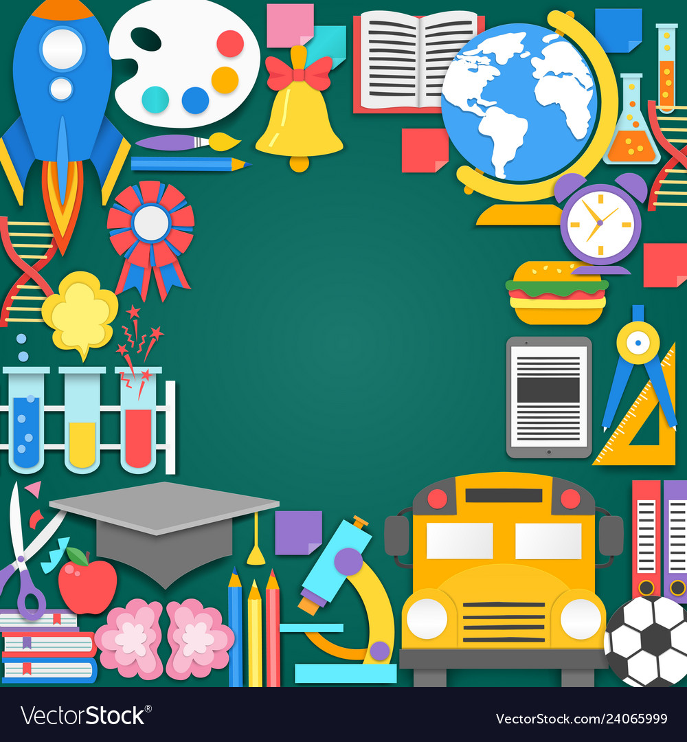 Back to school background paper cut cartoon Vector Image