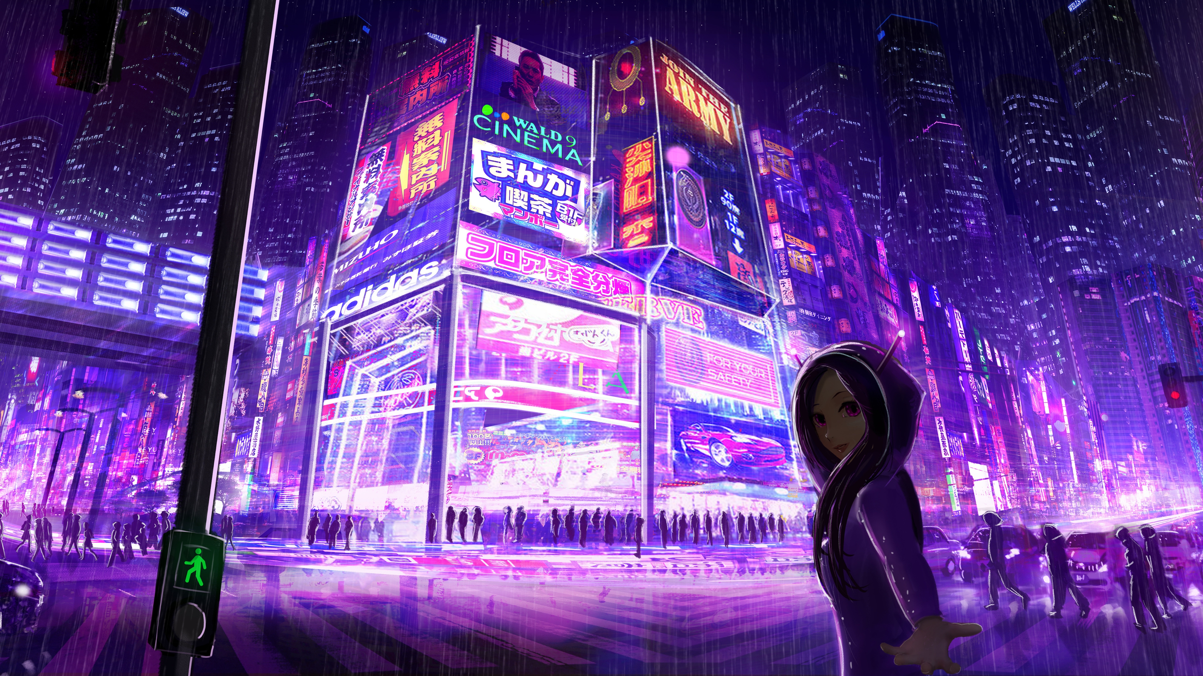 Wallpaper 4k Cyberpunk Cityscape Girl Digital Art