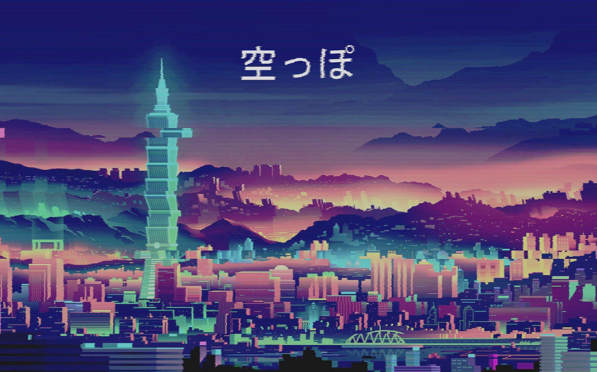 Funky Cityscape Aesthetic Anime Laptop Wallpaper