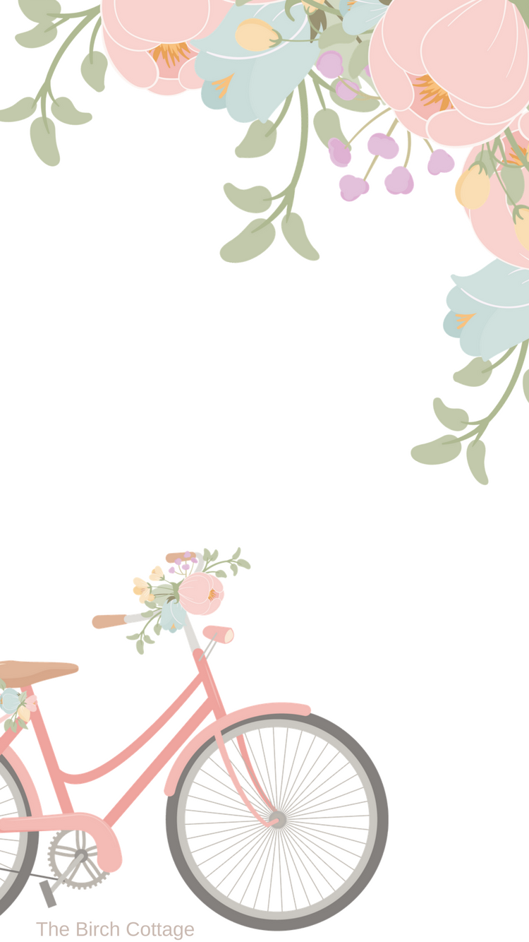 iPhone Watercolor Floral And Pink Bicycle Wallpaper By The Birch