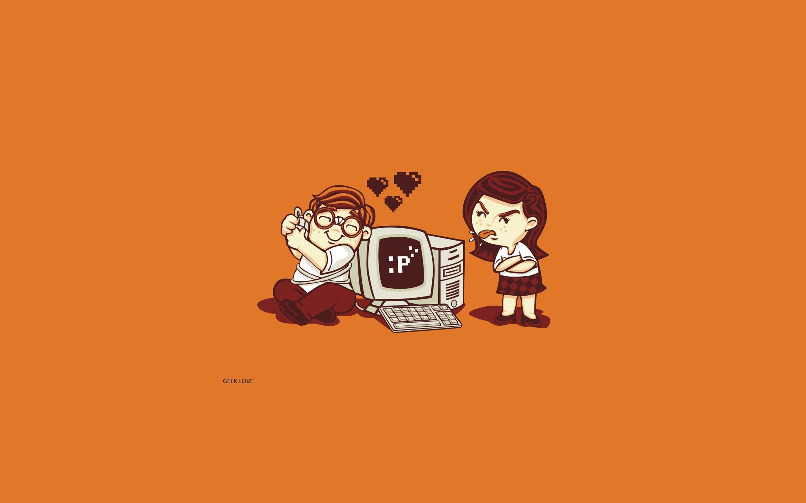 Sleep Humor Artwork Minimalism Simple Computer Love Orange Geek Wallpaper