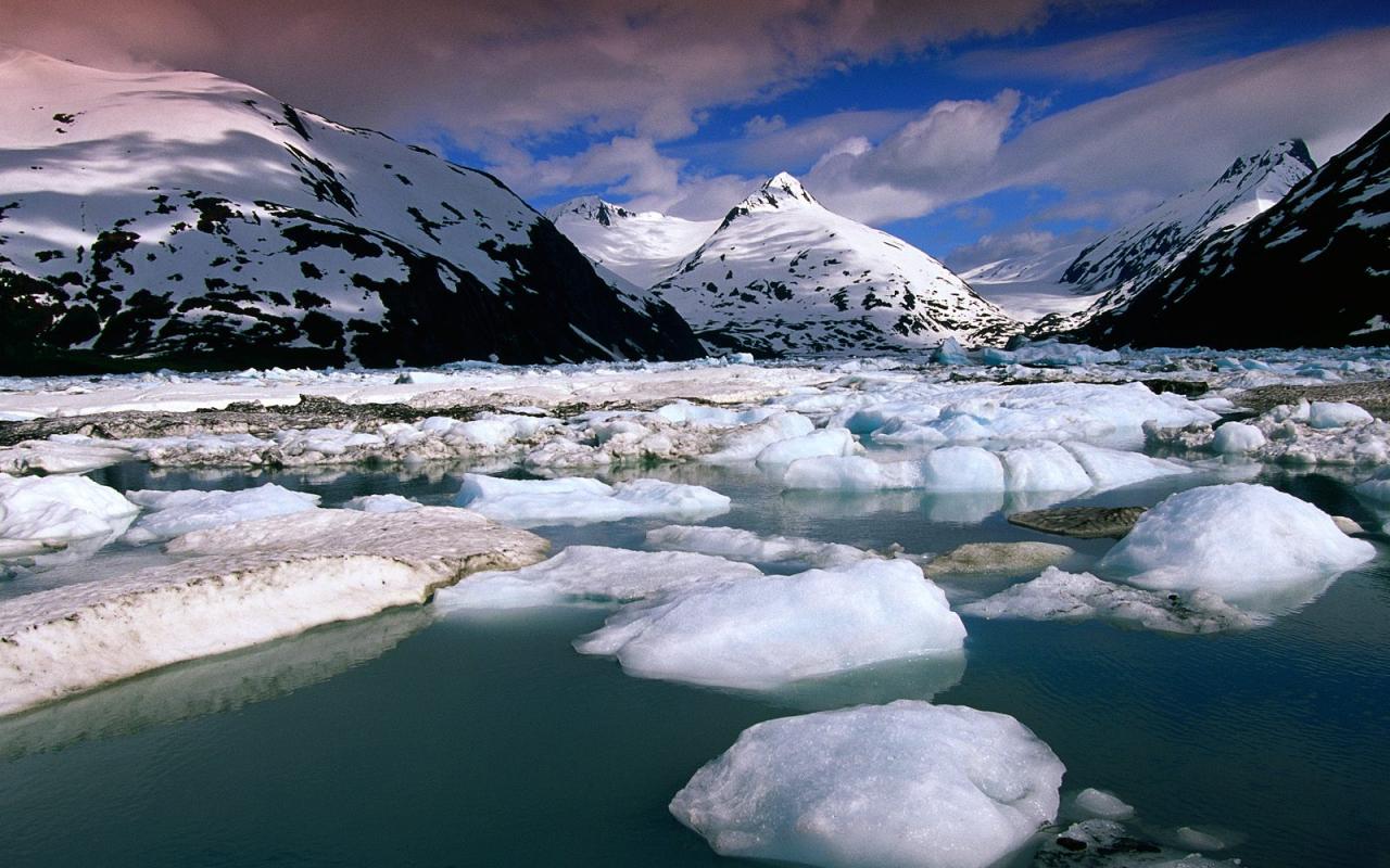 Nature Alaska Mountains Ice Water