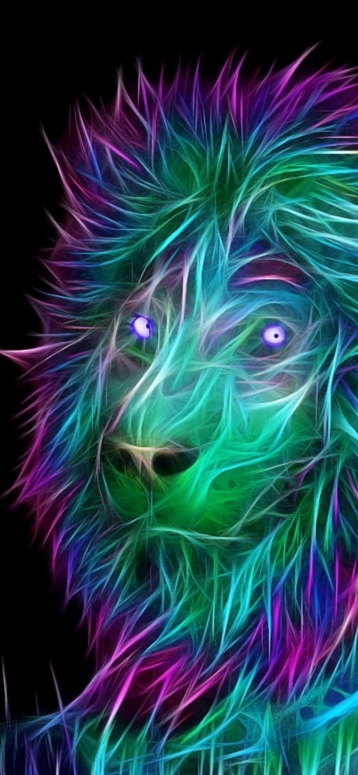 Abstract 3d Art Lion Colorful Hair iPhone Wallpaper