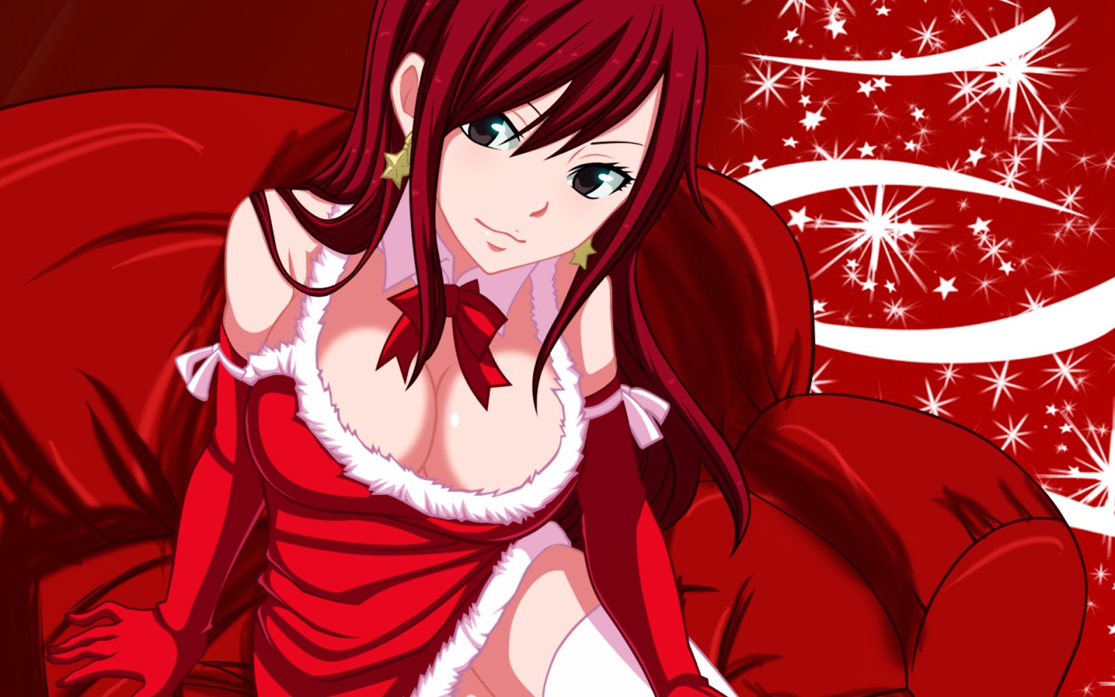  Erza Scarlet Christmas Dress Deviant Art Anime Fairy Tail HD Wallpaper